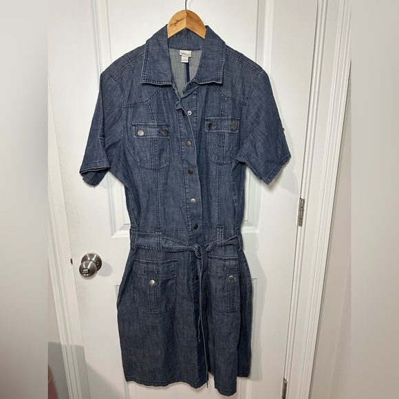 Venezia Denim Short-Sleeve Button Dress With Pockets - Size 18 - Picture 6 of 11